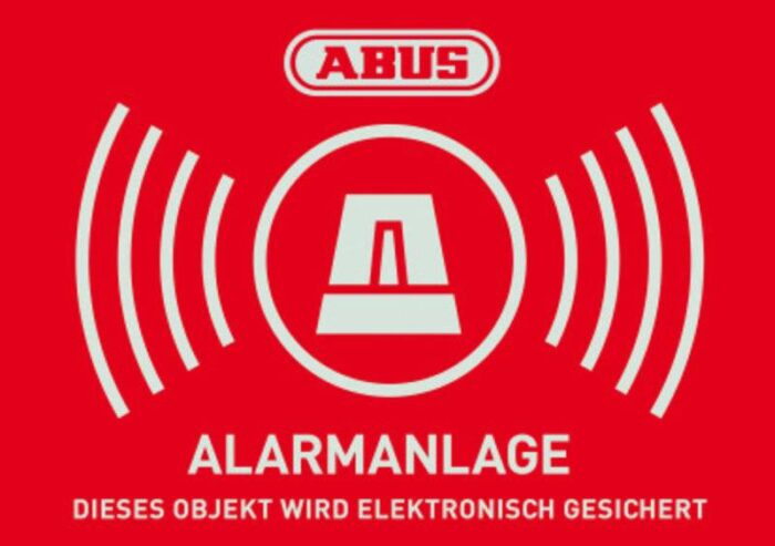 Warn-Aufkleber (D)   Alarmanlage   148x105mm mit ABUS Logo
