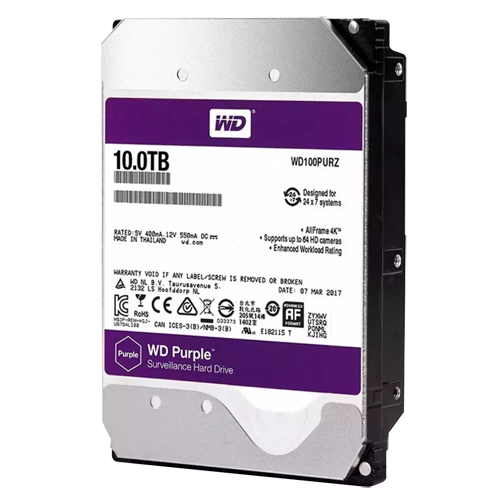 Western Digital Festplatte - Kapazität 10 TB - SATA-Schnittstelle 6 GB/s - Modell WD100PURX-78 - Speziell für Videorekorder - Lo