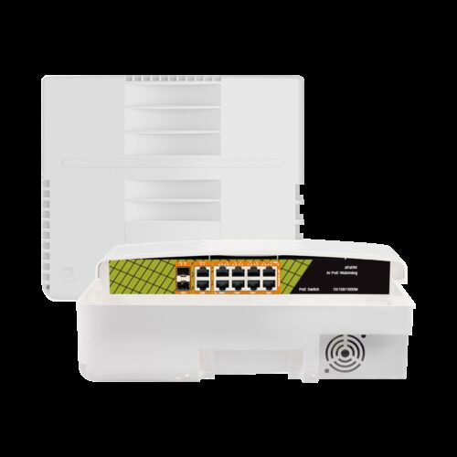 Switch PoE-Schalter für Außenbereich - 8 PoE-Ports + 2 Uplink RJ45 + 2 SFP - Gigabit-Geschwindigkeit (8 PoE + 2 Uplink + SFP) -