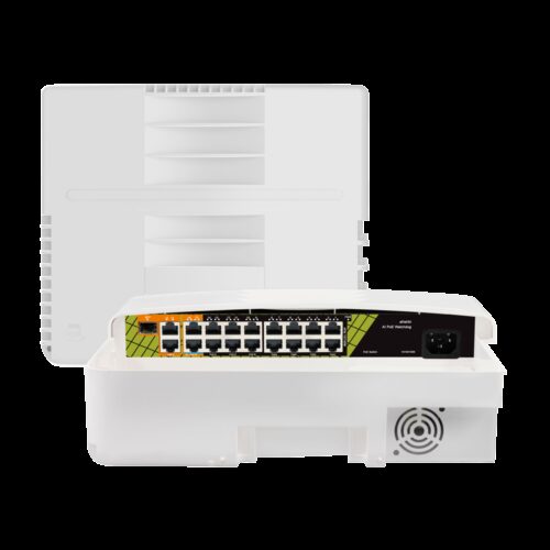 Switch PoE-Schalter für Außenbereich - 16 PoE-Ports + 2 Uplink RJ45 + 1 SFP - Gigabit Speed (2 PoE + 2 Uplink + 1 SFP) - Bis zu