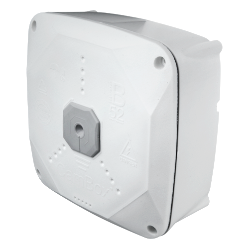 Anschlussbox für Dome-Kameras - Doppelte Abdichtung für außen - Wasserstand für korrekte Positionierung - Innenmagnet für Befest