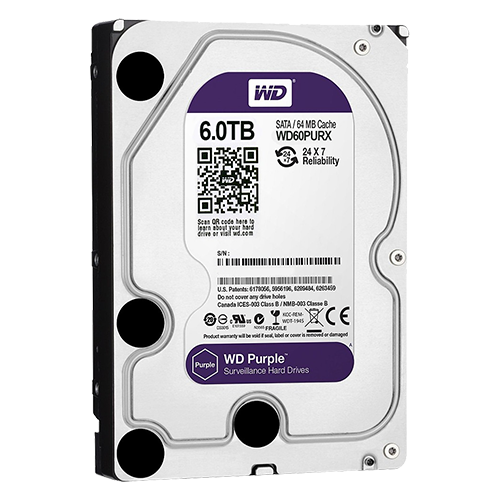 Western Digital Festplatte - Kapazität 6 TB - SATA-Schnittstelle 6 GB/s - Modell WD60PURX - Speziell für Videorekorder - Lose od
