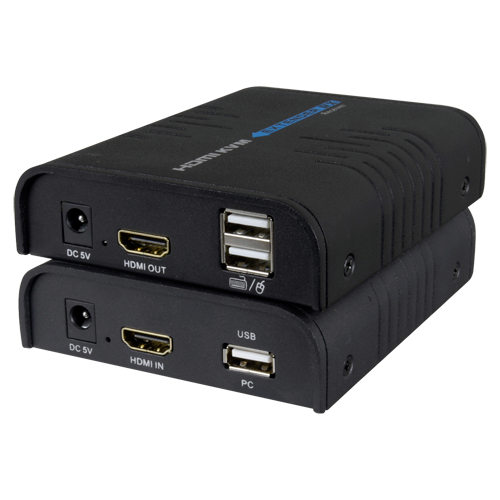 HDMI / USB-Extender über TCP / IP - Sender und Empfänger - Reichweite 120 m - Bis 1080p - Stromversorgung DC 5 V