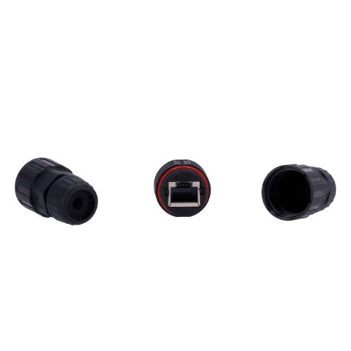 Industrielle Schnellkupplungen - Eingangsanschluss RJ45 - Ausgangsstecker RJ45 - UTP CAT 6 kompatibel - IP68 - Farbe schwarz