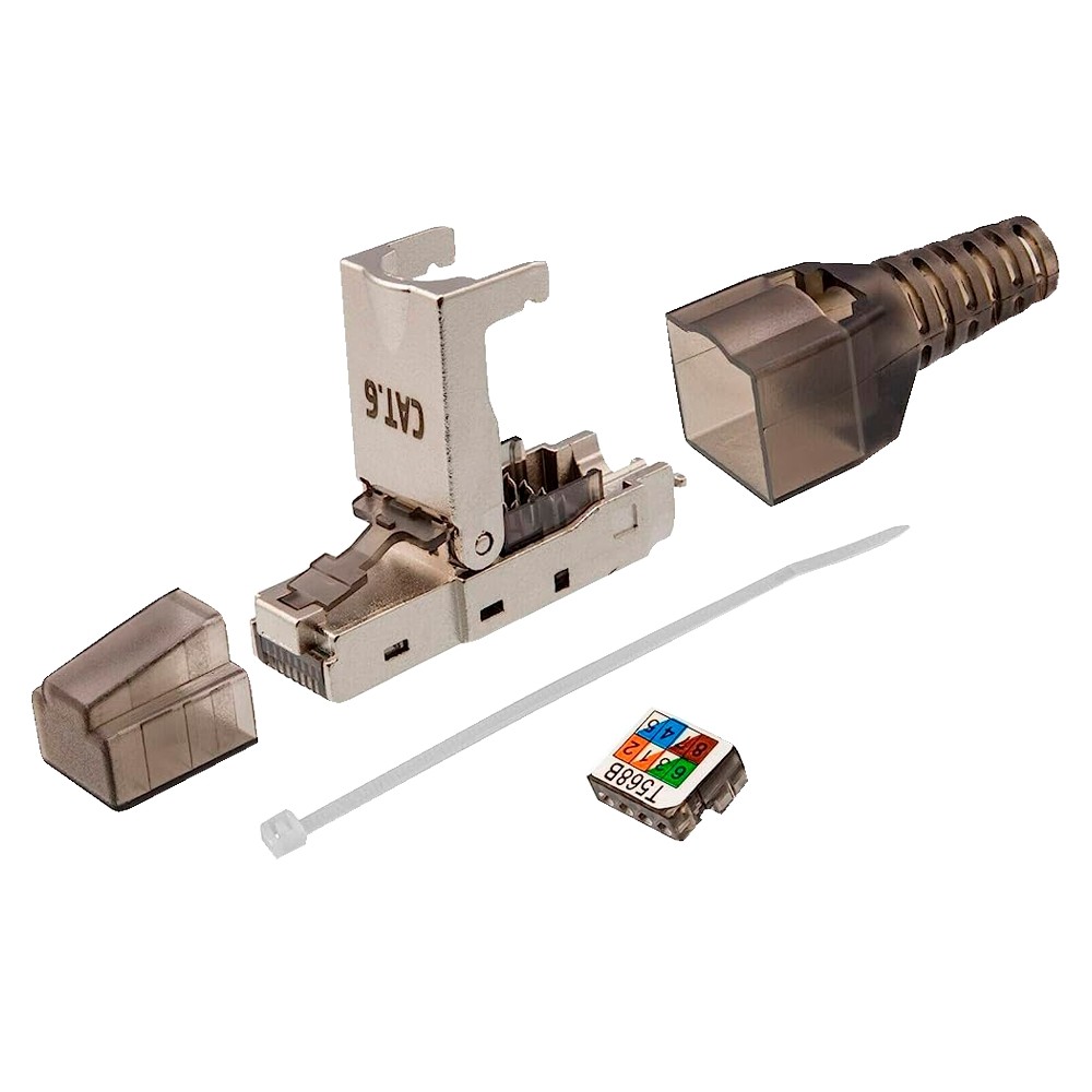 Stecker RJ45 - Kompatibel mit FTP-Kabel Cat 6 - Metallgehäuse - Einfache Installation ohne Werkzeuge – Bild 2