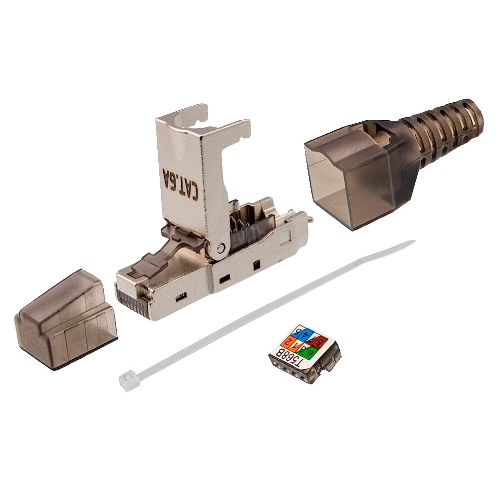 Stecker RJ45 - Kompatibel mit FTP-Kabel Cat 6A - Metallgehäuse - Kompatibel mit Kabeln AWG23 - Einfache Installation ohne Werkze – Bild 2