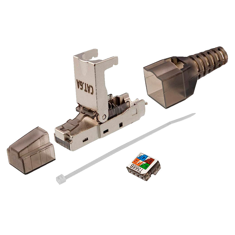 Stecker RJ45 - Kompatibel mit FTP-Kabel Cat 6A - Metallgehäuse - Kompatibel mit Kabeln AWG23 - Einfache Installation ohne Werkze
