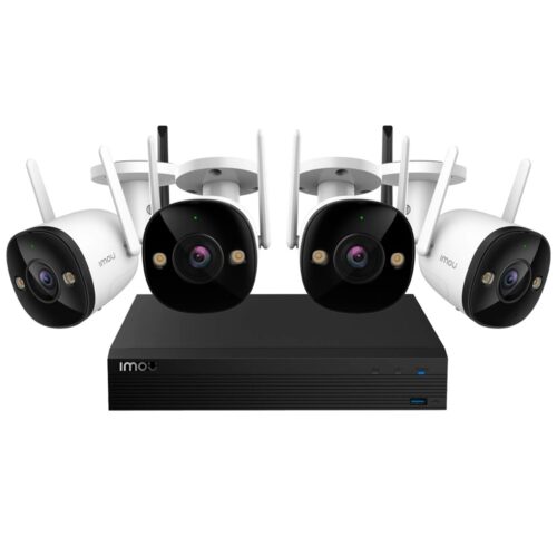 Drahtloses Kit 4 Bullet-Kameras 2 2MP - NVR 4CH / WiFi 2.4 GHz - 2.8mm / IR + Vollfarbe - Zwei-Wege-Audio / Sirene + Blitzlicht